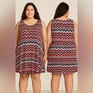 Jesse & J Chevron Sleeveless Swing Dress 1X